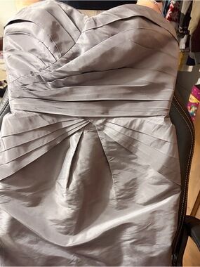 Banana Republic Silk Strapless Silver Cocktail Dress